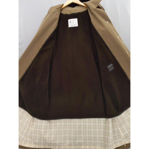vtg London Fog Trench Coat Womens 16 PET Hooded Faux Fur Lined Belted Maincoat - Picture 7 of 9